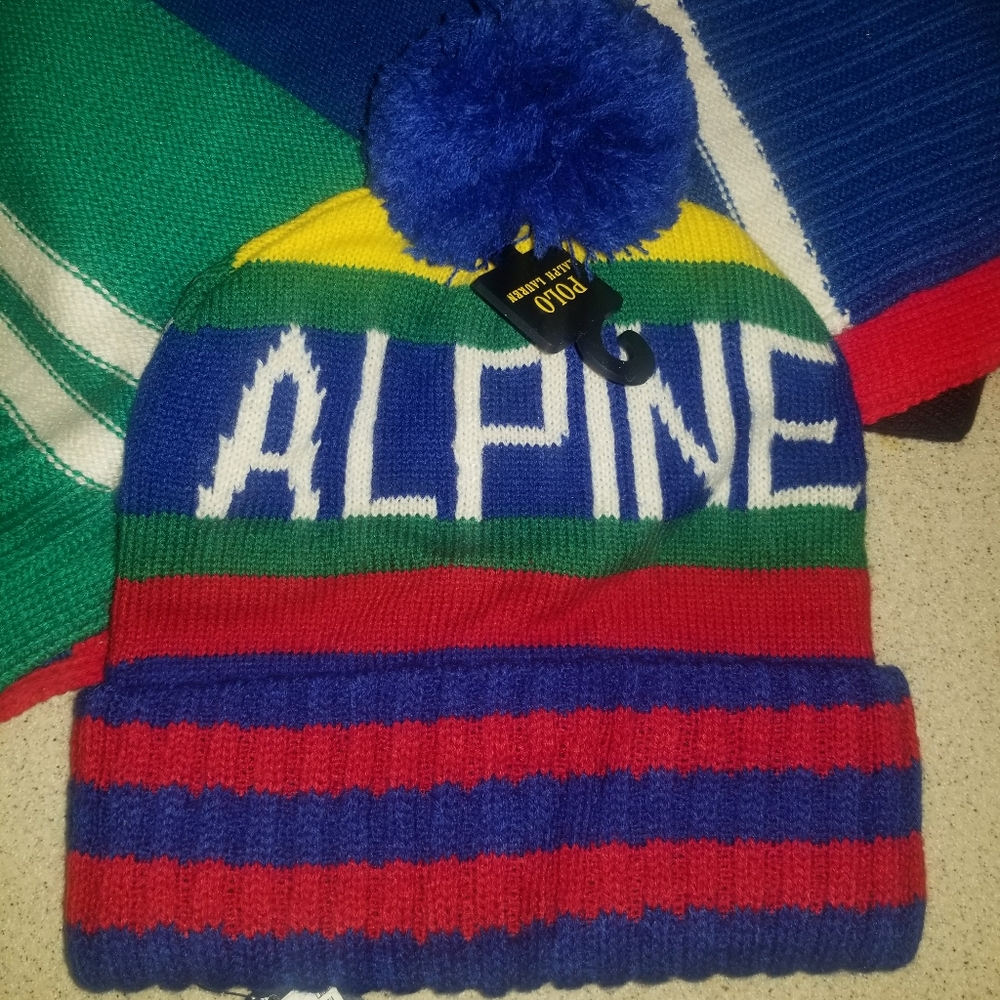 Polo Ralph Lauren Alpine Skully Spellout Wool Stadium Beanie